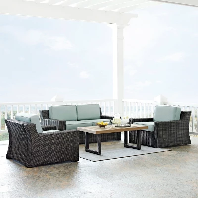 Beaufort 4pc Outdoor Wicker Seating Set - Mist - Crosley 1 Beaufort 4pc Outdoor Wicker Seating Set - Mist - Crosley