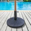 Outsunny 18" 26 Lbs Round Resin Umbrella Base Stand Market Parasol Holder With Beautiful Decorative Pattern & Easy Setup, For Φ1.5", Φ1.89" Pole, For Lawn, Deck, Backyard, Garden, Bronze