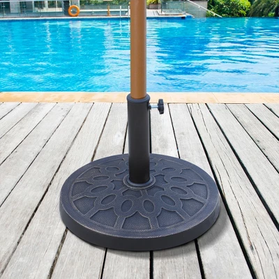 Outsunny 18" 26 Lbs Round Resin Umbrella Base Stand Market Parasol Holder With Beautiful Decorative Pattern & Easy Setup, For Φ1.5", Φ1.89" Pole, For Lawn, Deck, Backyard, Garden, Bronze 1 Outsunny 18" 26 Lbs Round Resin Umbrella Base Stand Market Parasol Holder With Beautiful Decorative Pattern & Easy Setup, For Φ1.5", Φ1.89" Pole, For Lawn, Deck, Backyard, Garden, Bronze