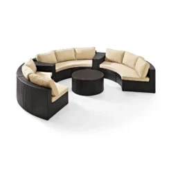 Catalina 6pc Outdoor Wicker Sectional Set - Sand/Brown - Crosley -Garden Furniture Store GUEST 2d921948 0ab8 4e40 a126 f7a173302bd6