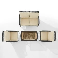 Tribeca 4pc Outdoor Wicker Conversation Set - Sand/Brown - Crosley -Garden Furniture Store GUEST 2db1fd51 0590 4112 8b2e 18c0b21de652