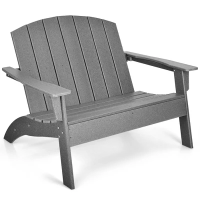Costway 2PCS Patio Adirondack Chair Loveseat Bench HDPE Weather Resistant Grey 7 Costway 2PCS Patio Adirondack Chair Loveseat Bench HDPE Weather Resistant Grey - Image 7