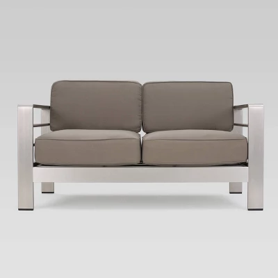 Aviara 4pc Aluminum Chat Set - Silver/Khaki - Christopher Knight Home 3 Aviara 4pc Aluminum Chat Set - Silver/Khaki - Christopher Knight Home - Image 3