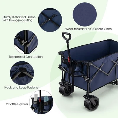 Costway Folding Collapsible Wagon Utility Garden Cart W/ Wide Wheels Adjustable Handle 8 Costway Folding Collapsible Wagon Utility Garden Cart W/ Wide Wheels Adjustable Handle - Image 8