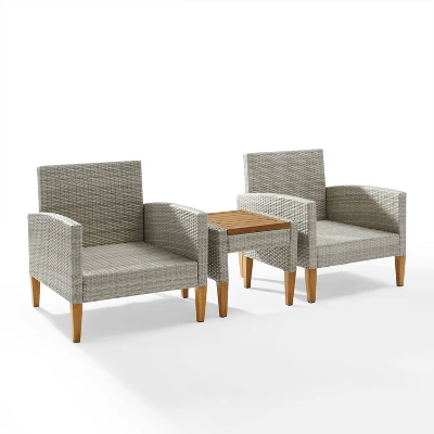Capella 3pc Outdoor Wicker Chair Set - Gray - Crosley 2 Capella 3pc Outdoor Wicker Chair Set - Gray - Crosley - Image 2
