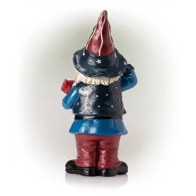 12" Polyresin/Stone Americana Saluting Gnome With Flag Red/White/Blue - Alpine Corporation 4 12" Polyresin/Stone Americana Saluting Gnome With Flag Red/White/Blue - Alpine Corporation - Image 4