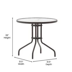 Emma And Oliver 31.5'' Round Glass Top Metal Table With 4 Aluminum Slat Stack Chairs -Garden Furniture Store GUEST 2fd89d82 d6e9 4545 ab69 b8f6a0f24dbd