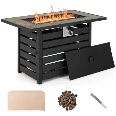 Tangkula 7PCS Patio Rattan Furniture Set 42" Fire Pit Table W/ Cover Cushioned 9 Tangkula 7PCS Patio Rattan Furniture Set 42" Fire Pit Table W/ Cover Cushioned - Image 9