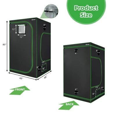 Costway 4x4 Grow Tent, 48''x48''x80'' High Reflective Mylar W/Observation Window GrayBlack 8 Costway 4x4 Grow Tent, 48''x48''x80'' High Reflective Mylar W/Observation Window GrayBlack - Image 8