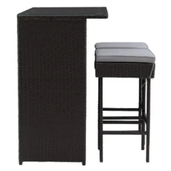 Parksville Patio Bar Set With Cushions - Black/Gray - CorLiving -Garden Furniture Store GUEST 312a0bc9 88d7 450d 8e5f ab96f209f0ec