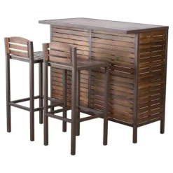 Milos 3pc Acacia Bar Set - Dark Brown - Christopher Knight Home