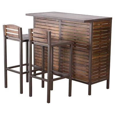 Milos 3pc Acacia Bar Set - Dark Brown - Christopher Knight Home 1 Milos 3pc Acacia Bar Set - Dark Brown - Christopher Knight Home