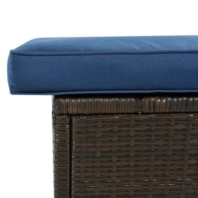 9pc Wicker Patio Sectional Seating Set With Cushions - Brown/Blue - GODEER 5 9pc Wicker Patio Sectional Seating Set With Cushions - Brown/Blue - GODEER - Image 5