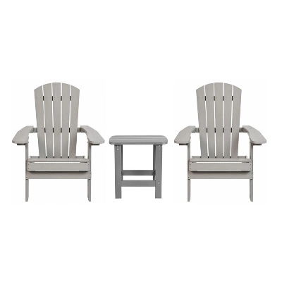 Merrick Lane Set Of Two Folding Adirondack Patio Chairs With Matching Outdoor Side Table 15 Merrick Lane Set Of Two Folding Adirondack Patio Chairs With Matching Outdoor Side Table - Image 15