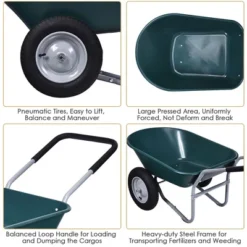 Costway 2 Tire Wheelbarrow Cart Heavy-duty Dolly Utility Cart Green -Garden Furniture Store GUEST 3229149d 93c6 4d3e b029 a6566a1b2af8