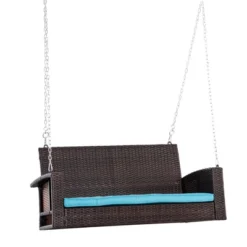 Outsunny 2-Person Wicker Hanging Porch Swing Bench Outdoor Chair With Cushions -Garden Furniture Store GUEST 329c1d21 d5f6 4992 9db4 a73d8d224ca6