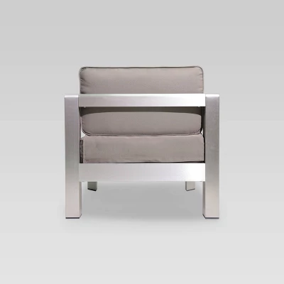 Aviara 4pc Aluminum Chat Set - Silver/Khaki - Christopher Knight Home 2 Aviara 4pc Aluminum Chat Set - Silver/Khaki - Christopher Knight Home - Image 2