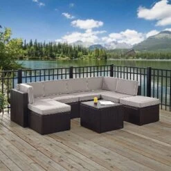 Palm Harbor 8pc All-Weather Wicker Patio Seating Set - Gray - Crosley 13 Palm Harbor 8pc All-Weather Wicker Patio Seating Set - Gray - Crosley -Garden Furniture Store GUEST 34980aef 1840 4fdc a0a5 9aba16ea4caa