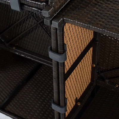 9pc Wicker Patio Sectional Seating Set With Cushions - Brown/Blue - GODEER 10 9pc Wicker Patio Sectional Seating Set With Cushions - Brown/Blue - GODEER - Image 10