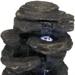 Sunnydaze Decor Sunnydaze 24"H Electric Polystone Rock Falls Waterfall Outdoor Water Fountain With LED Lights -Garden Furniture Store GUEST 34e001e5 7057 461a 842f 1a60eca7b1a2