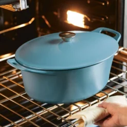 Rachael Ray Premium RUST-RESISTANT Cast Iron Dutch Oven 6.5qt Agave Blue