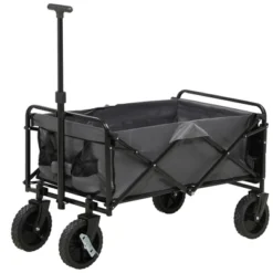Outsunny Collapsible Wagon, Graden Carts With Wheels, Adjustable Handle, Folding Table And Cup Holders, Dark Gray -Garden Furniture Store GUEST 3538daae 529d 4ca8 a508 34b0d89729b0