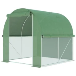 Outsunny 6' X 6' X 6' Tunnel Greenhouse Outdoor Walk-In Hot House With Roll-up Plastic Cover And Zippered Door, Steel Frame, Green 7 Outsunny 6' X 6' X 6' Tunnel Greenhouse Outdoor Walk-In Hot House With Roll-up Plastic Cover And Zippered Door, Steel Frame, Green -Garden Furniture Store GUEST 3552b7e7 00ca 4e0a b9ce 7ca993bd5ed3