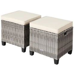 Costway 2PCS Patio Rattan Cushioned Ottoman Seat Foot Rest Table 21 Costway 2PCS Patio Rattan Cushioned Ottoman Seat Foot Rest Table -Garden Furniture Store GUEST 35891ec1 5d67 4dc8 abb6 31612eacfd0b