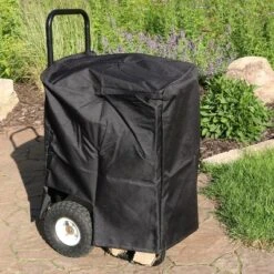 Sunnydaze Decor Sunnydaze Outdoor Firewood Log Rack Cart Carrier With Heavy-Duty Weather-Resistant Polyester Cover - Black -Garden Furniture Store GUEST 35c90c66 90e4 4235 a8a9 a3cfabfe6650