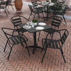 Flash Furniture Lila 27.5'' Square Aluminum Indoor-Outdoor Table Set With 4 Slat Back Chairs -Garden Furniture Store GUEST 36ac4170 7210 4312 82c7 f23ee224f875