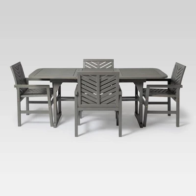 5pc Slatted Extendable Acacia Wood Patio Dining Set - Saracina Home 1 5pc Slatted Extendable Acacia Wood Patio Dining Set - Saracina Home