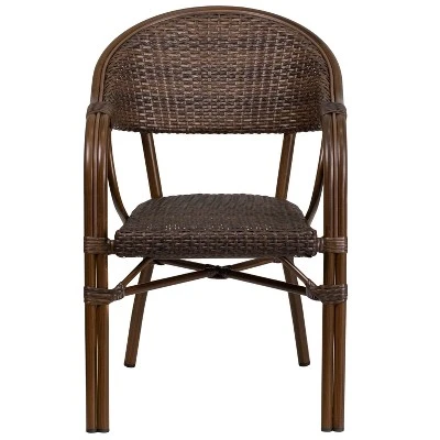 Merrick Lane Wicker Rattan Patio Chair With Curved Back And Aluminum Bamboo Frame 10 Merrick Lane Wicker Rattan Patio Chair With Curved Back And Aluminum Bamboo Frame - Image 10