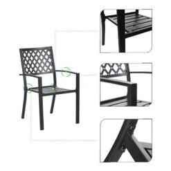 7pc Metal Patio Dining Set With Rectangular Umbrella Table & 6 Stackable Chairs - Captiva Designs -Garden Furniture Store GUEST 3802ebcc 9753 4988 b76d 9590fd8a8c79
