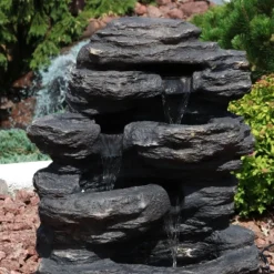 Sunnydaze Decor Sunnydaze 24"H Electric Polystone Rock Falls Waterfall Outdoor Water Fountain With LED Lights -Garden Furniture Store GUEST 38530017 3ac6 4c1a bb78 4c02d8a01a5b