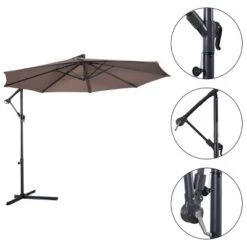 Costway 10' Hanging Umbrella Patio Sun Shade Offset Outdoor Market W/t Cross Base Tan -Garden Furniture Store GUEST 387cf711 d92e 4991 81e9 c7dc238c9404