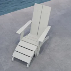 Merrick Lane Modern All-Weather Poly Resin Wood Adirondack Ottoman Foot Rest -Garden Furniture Store GUEST 389b9ce0 2544 4335 9a47 a68b1eb584f7