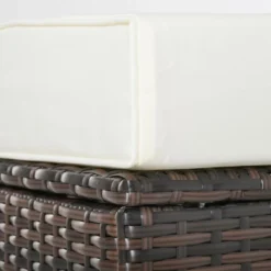 Outsunny 2 Pc 20" Outdoor PE Rattan Wicker Ottoman, Fade-Resistant Patio Footrest With Soft Cushion, Steel Frame, Brown, White -Garden Furniture Store GUEST 38fafbac ebb7 41dd 9d2d 7aacd5b4d89e