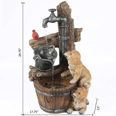 LuxenHome Resin Puppies And Water Pump Outdoor Fountain With LED Light 2 LuxenHome Resin Puppies And Water Pump Outdoor Fountain With LED Light - Image 2