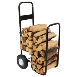Sunnydaze Decor Sunnydaze Outdoor Firewood Log Rack Cart Carrier With Heavy-Duty Weather-Resistant Polyester Cover - Black -Garden Furniture Store GUEST 3969eaf5 7b35 4029 91c5 3338e10e020f