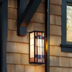 16.25" 1-Light Mission Style Stained Glass Outdoor Wall Sconce - River Of Goods -Garden Furniture Store GUEST 398f9ae9 3961 4bf4 95b4 a0fb62558fd9