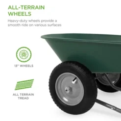 Best Choice Products Dual-Wheel Home Wheelbarrow Yard Garden Cart For Lawn, Construction - Green -Garden Furniture Store GUEST 39f6c1f8 7856 4406 945f fe186180c519