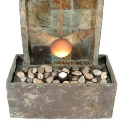 Sunnydaze Decor Sunnydaze 49"H Electric Natural Slate Indoor/Outdoor Water Fountain With Clock And LED Light -Garden Furniture Store GUEST 3a41f830 6cdf 4d2b bd5b 4009ae83d85e