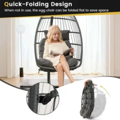 Costway Hanging Egg Chair Wicker Swing Hammock Chair With Head Pillow & Seat Cushion Gray 15 Costway Hanging Egg Chair Wicker Swing Hammock Chair With Head Pillow & Seat Cushion Gray -Garden Furniture Store GUEST 3b91cfa5 301d 4b11 974a 4fa73b8e48fb