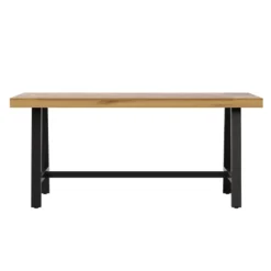 Flash Furniture All Weather Commercial Acacia Wood Top Patio Table With Metal Base-Natural/Black -Garden Furniture Store GUEST 3bae5c70 0f28 4209 81e5 f9251fd355b2
