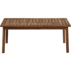 Teal Island Designs Farmhouse Rustic Acacia Wood Rectangular Outdoor Coffee Table 43 1/4" X 22 3/4" Brown Slat Tabletop For Spaces Patio House Balcony -Garden Furniture Store GUEST 3c46f860 e0f6 4700 ab1c 9dddb6e09f55