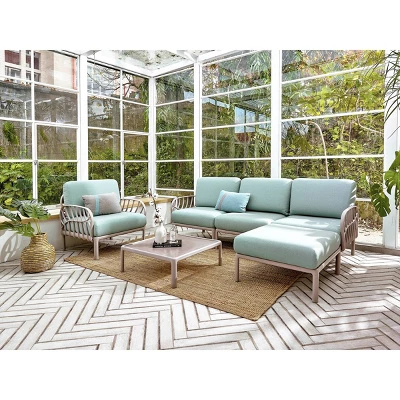 Laurel Outdoor Ottoman With Cushion - Gray/Seafoam - Lagoon 2 Laurel Outdoor Ottoman With Cushion - Gray/Seafoam - Lagoon - Image 2