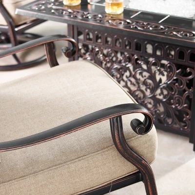 5pc Set With 42" Square Outdoor Aluminum Fire Table & Four Swivel Rocking Chairs & Wind Block - Oakland Living 13 5pc Set With 42" Square Outdoor Aluminum Fire Table & Four Swivel Rocking Chairs & Wind Block - Oakland Living - Image 13