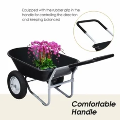 Costway 2 Tire Wheelbarrow Cart Heavy-duty Dolly Utility Cart Black -Garden Furniture Store GUEST 3d03fb78 b320 4257 a16c da60f8219ed8