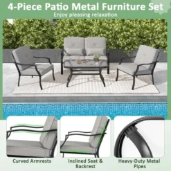 Costway 4 PCS Patio Furniture Set Outdoor Conversation Sofa Tempered Glass Coffee Table -Garden Furniture Store GUEST 3d3f6529 1658 4456 92d2 1d376c6c2d86