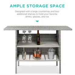 Best Choice Products Outdoor Patio Wicker Bar Counter Table W/ 2 Steel Shelves, 2 Sets Of Rails -Garden Furniture Store GUEST 3d73aede bf4a 42b3 970a 01b841046307